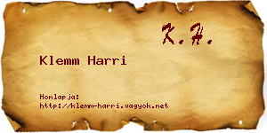 Klemm Harri névjegykártya